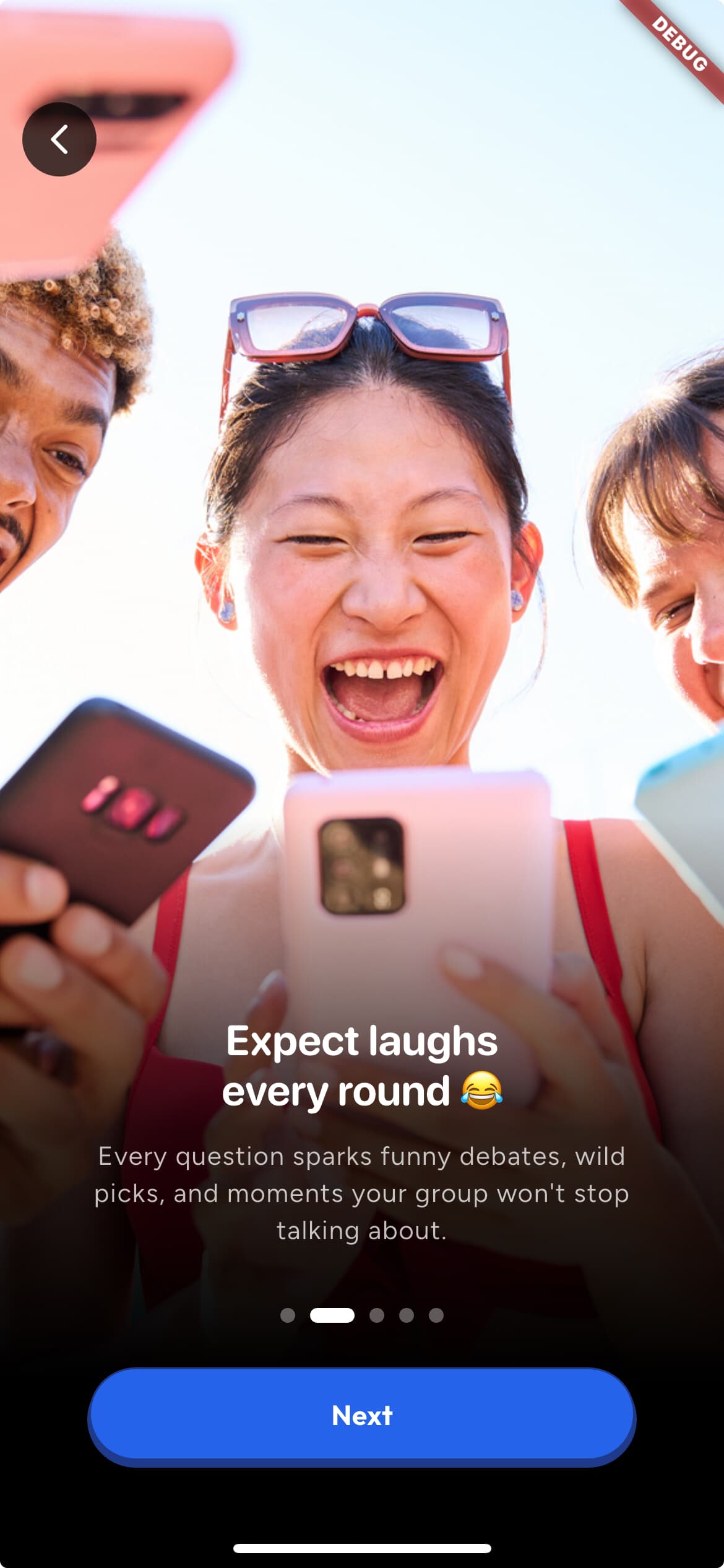 OneOfUs app in use — group voting game